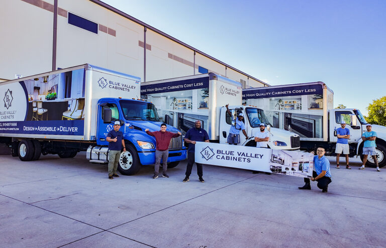 Blue Valley Cabinets Delivery truck and team members